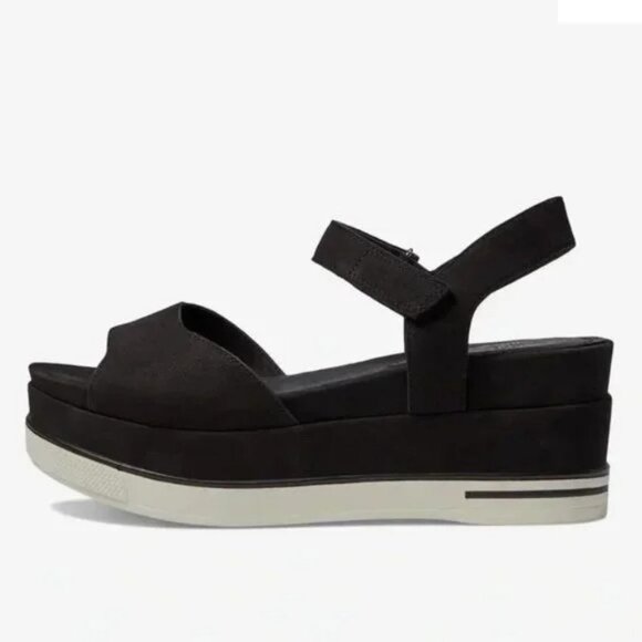 Eileen Fisher Black Beck Sporty Platform Wedge Heeled Sandals - Picture 3 of 11